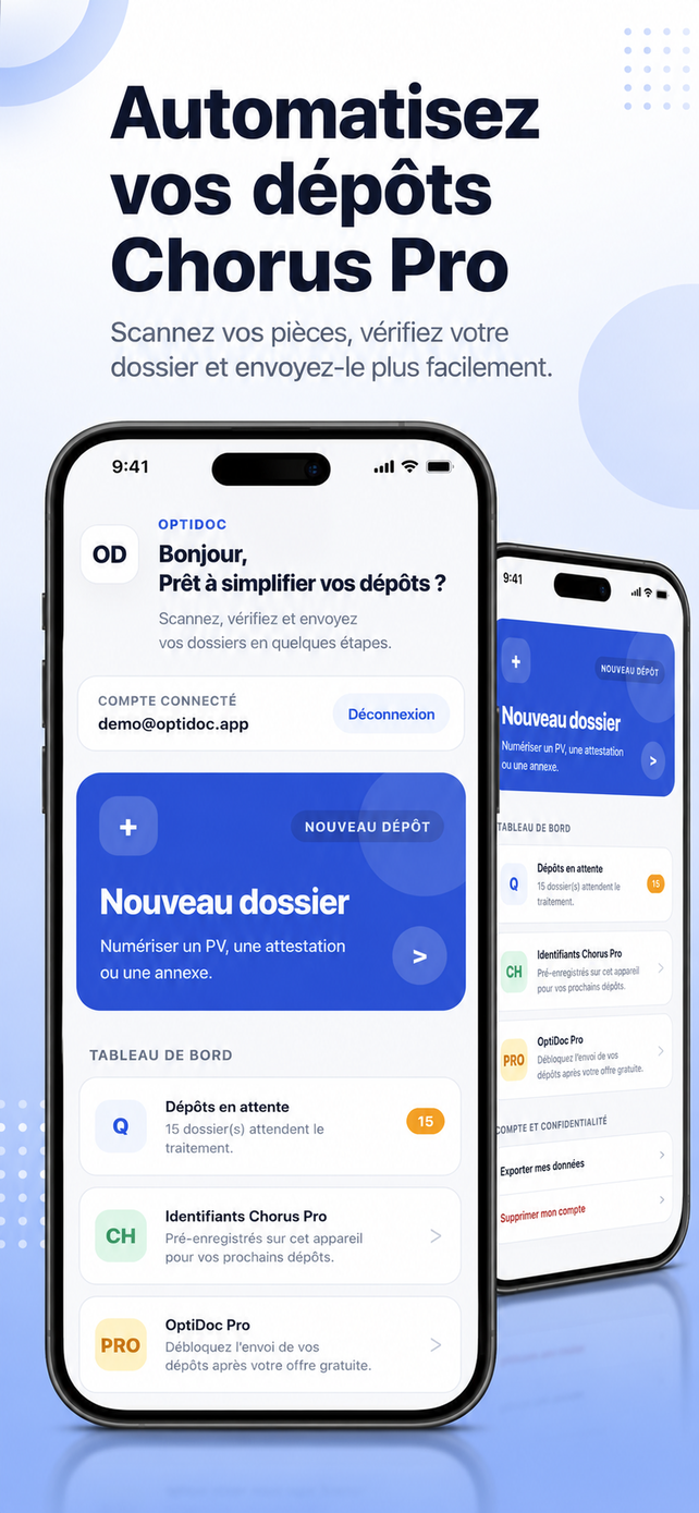 Présentation de l'accueil et du tableau de bord OptiDoc